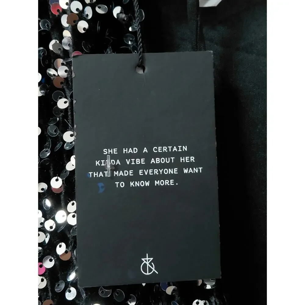 NWT 4th & Reckless Amelia Dress Black Sheath Mini Sequin Women Size XS